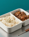 Chunky Pork Adobo w/ rice and tomato